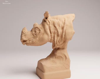 Sumatran Rhino Male Bust - Animal Den Miniatures
