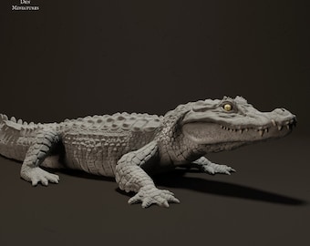 Caiman Sunbathing  - UNPAINTED -  Animal Den Miniatures