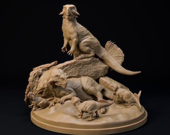 Psittacosaurus Family - UNPAINTED - Dino and Dog Miniatures