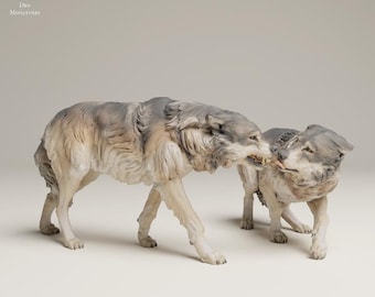 Grey Wolves Aggressive - UNPAINTED 3D resin print/figure - Animal Den Miniatures