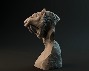Smilodon populator bust - Dino and Dog Miniatures