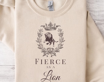 Christian Lion Sweatshirt, Fierce Religious Top, Jesus Gift, Unisex Crewneck Jumper, Inspirational Apparel, Biblical Clothing, Lion Shirt