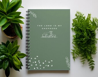 The Lord Is My Shepherd Notebook, Green Spiral Notebook, Jesus Notes, Faith based notebook, Psalm 23 notebook, Christian notes, church gift