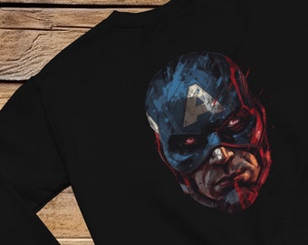 Captain America Face Sweatshirt - Premium Quality (Made By Gorgo)