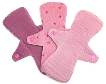 Lot de 3 protège-slips fins et lavables, protections pour flux léger, insert non tissé, protège-slips, serviette hygiénique, protège-slips en tissu