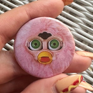Pink Furby Button Pin