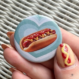 Junk Food Hot Dog Button Pin