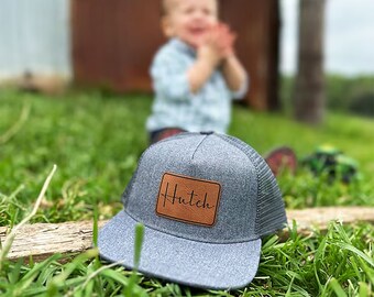 Leder-Patch-Mütze, personalisierte Snapback-Mütze, individuelle Namensmütze für Kinder, Kleinkindmütze, Baseballmütze, Säuglings- und Jugendmütze, Babymütze, Geschenk für Baby