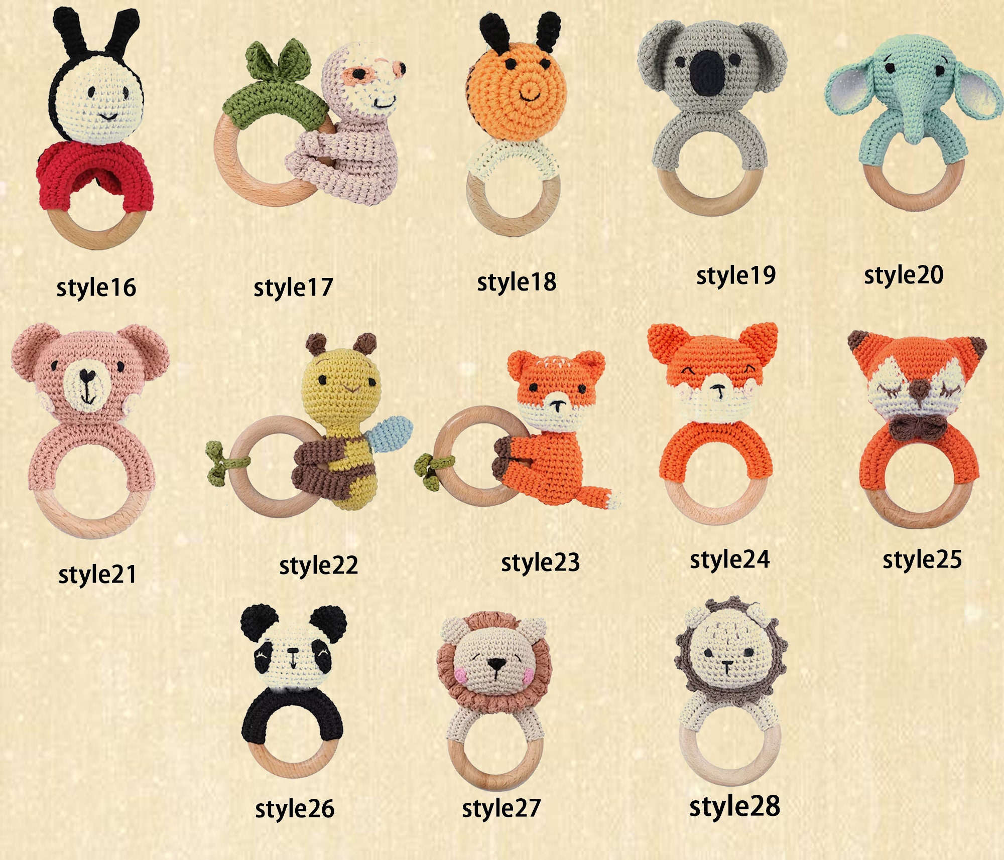 Crochet Animal Rattle,personalized Baby Rattle,custom Baby Shower Toy