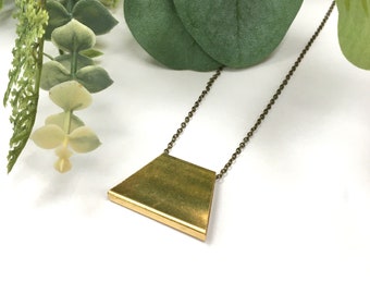 Chunky Brass Necklace / Simple Long Geometric Jewellery / Minimalist Jewelry