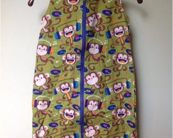 NEW-Flannel-Rocking Monkeys-Blanket Sleep Sleeper Sack-6-12M-Custom Handmade-Ready to Ship-Last One