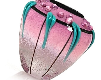 Sweet pink fade berry bead, handmade lampwork focal bead by JC Herrell