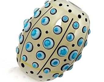 Turquoise gold spinney urchin bead : Contemporary Pattern in Glass, handmade lampwork focal bead by JC Herrell