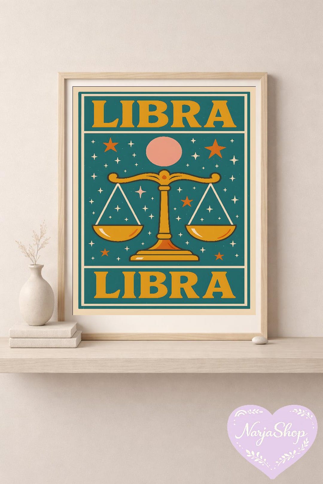 Libra Retro Libra Zodiac Poster – Retro AI Generated Astrology Wall Art - Etsy