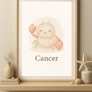 Cancer Zodiac Print – AI Generated Cute Star Sign Wall Art