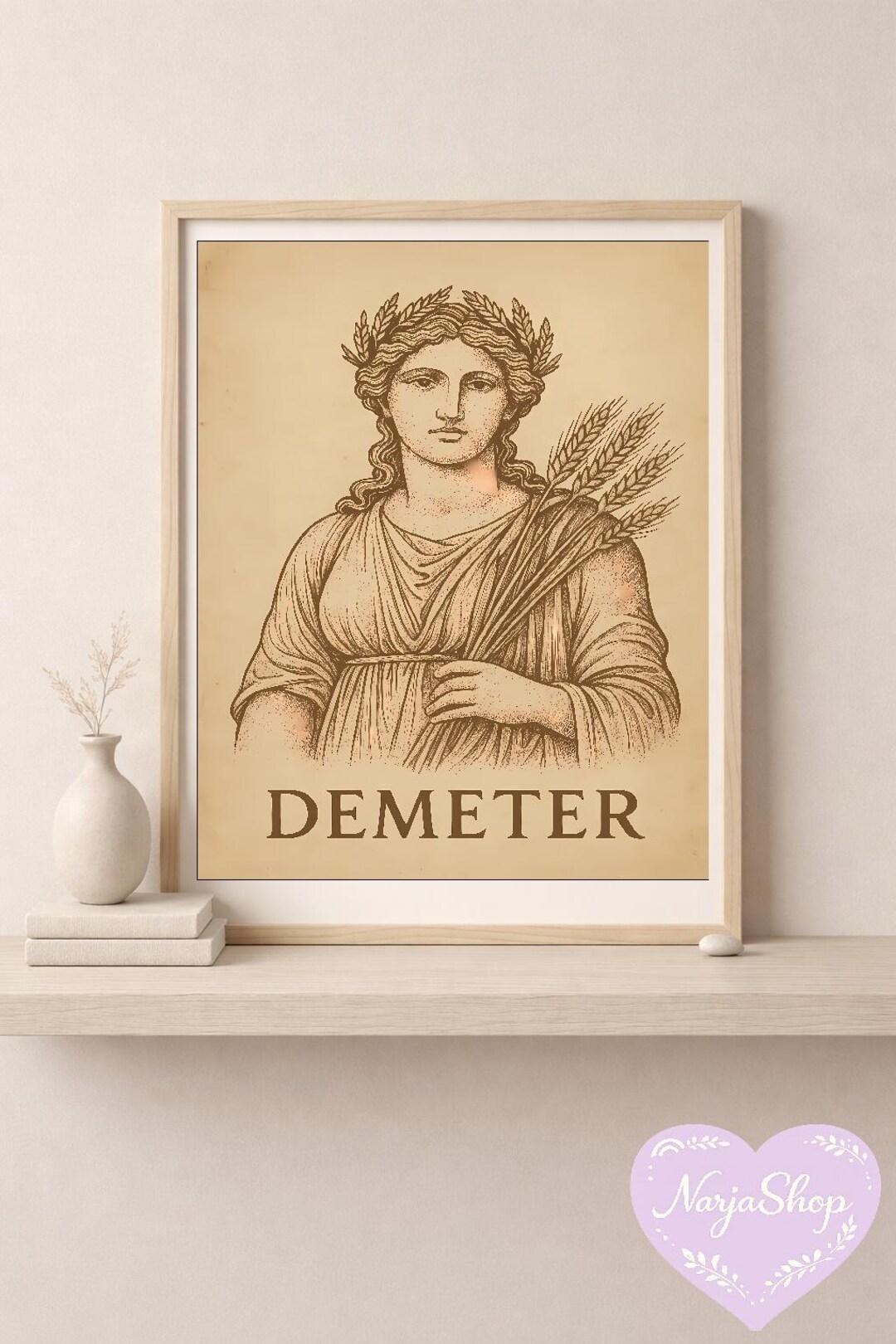 Demeter Goddess Illustration – Vintage Greek Mythology Wall Art Print ...