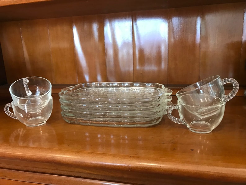 Vintage Mid Century Federal Glass Luncheon Sets Etsy