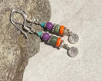 Colorful Thai silver Turquoise earrings- Lisa New Design- artisan jewelry