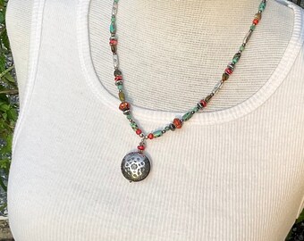 Turquoise & Hill Tribe silver necklace- Lisa New Design