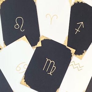 24K Blattgold - Sternzeichen - Grußkarte - Veredelt - Zodiac Sign - Postkarte - Geschenkkarte - Handmade - Astrology - Vergoldet - Goldrand