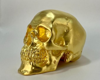 24K bladgoud schedel - Hand verguld schedel sculptuur - Luxe decoratie - Kunst & Design - Uniek cadeau
