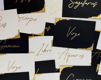 24K Gold Leaf - Zodiac Sign - Greeting Card - Refined - Zodiac Sign - Postcard - Gift Card - Handmade - Astrology - Gilded - Gold Edge