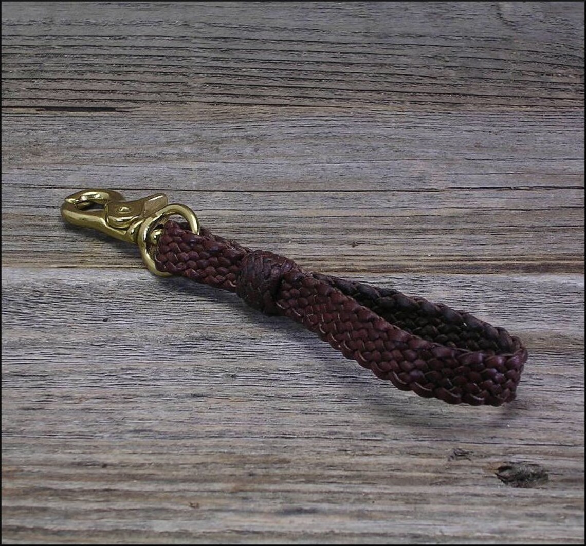 Leather Braid Keychain Etsy