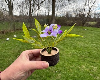 Miniature Purple Flower Plant | Dollhouse Miniature Plant