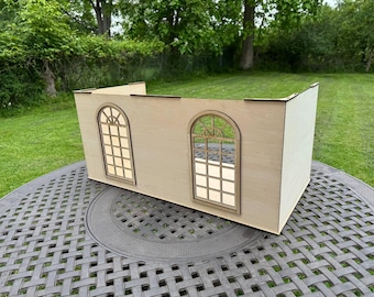 Dollhouse Room Box with Arched Windows – 1\6 & 1:12 Stackable Miniature Diorama Room for Dolls