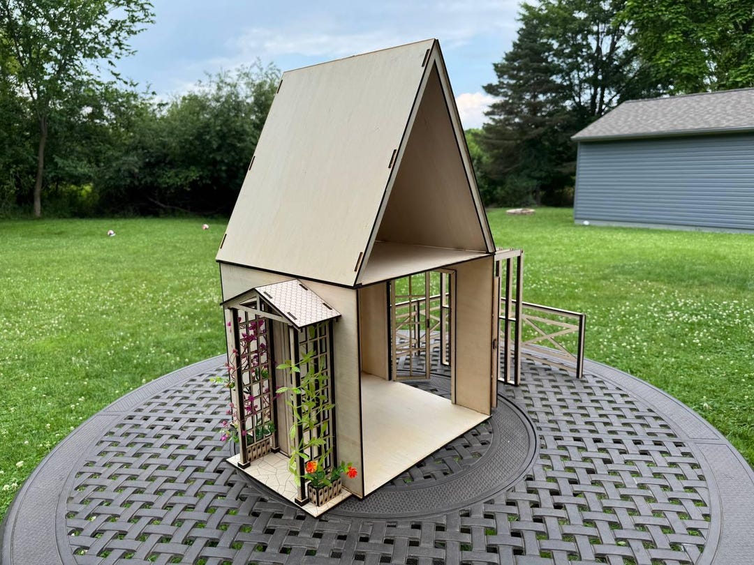 Dollhouse Kit With Porch Backyard Pergola | 1:6 & 1 Scale
