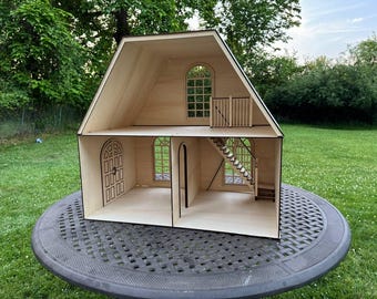 Victorian Dollhouse | 2-Story DIY Dollhouse Kit | French Manor Miniature House | 1:6 & 1\12 Scale