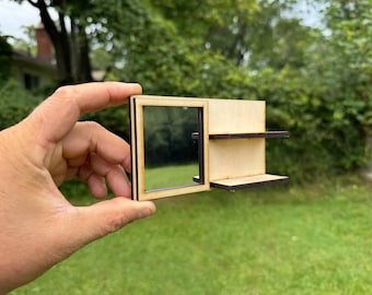 Miniature Wall Mirror with Shelves | 1:6 & 1\12 Scale Bathroom Dollhouse Decor