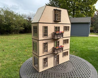 4-stöckiges Holzpuppenhaus 1:12 - DIY Miniaturhaus
