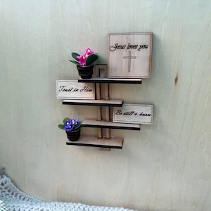 Miniature Wall Shelf Unit with 4 Tiers – Dollhouse Room Box Decor 1:6 - Dollhouse Shelf