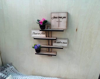 Miniature Wall Shelf Unit with 4 Tiers – Dollhouse Room Box Decor 1:6 - Dollhouse Shelf