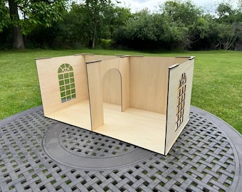 2 Room Dollhouse Roombox | DIY Modular Doll house with Arched Doorway & Two Arched Windows | 1:6, 1 12 Scale