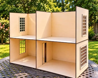 3-in-1 Modular Wooden Dollhouse – 1:6 & 1\12 Scale
