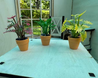 Miniature Potted Plants Set of 3 | Dollhouse & Diorama Decor