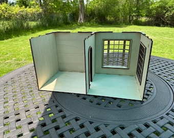 Stackable Dollhouse Room Box 1\6, 1\12 – Bay & Panorama Window – 2-Doll Room DIY Wooden Miniature House Kit No Glue