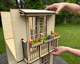 Miniature Awning for Balcony, Porch or Door – 16 & 1:12 Scale Dollhouse Roof Cover