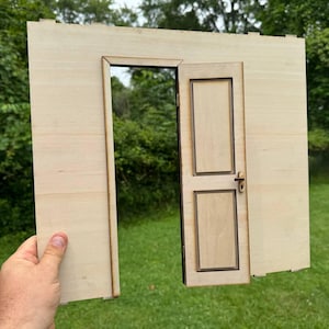Dollhouse Wall with Single Door – 1:6 & 112 Scale – Diy Miniature Room Box
