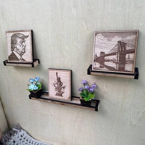 Miniature Wall Shelf Set – 3 Wooden Ledges for Dollhouse Display | Doll Handmade 1:6 Scale Shelves