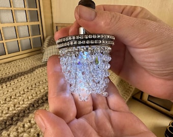 Crystal LED Dollhouse Chandelier – 1:6 Scale Miniature Lighting
