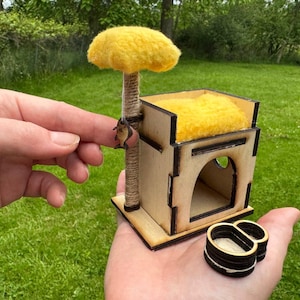 Stanza per gatti in miniatura in scala 1:6 – Decorazione per animali domestici per casa delle bambole – Accessori per animali Barbie – Area giochi per gatti Roombox