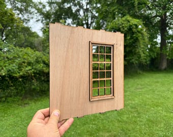 Pared en miniatura con ventana para diorama de casa de muñecas / Panel de pared apilable a escala 1:6 y 1:12