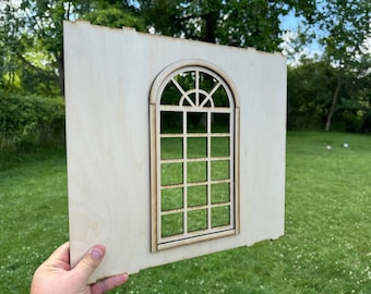 Room box Wall with Large Arched Window for 1:6 & 1\12 Scale Dollhouse Box
