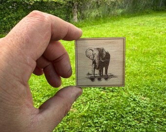 Miniature Elephant Portrait – Laser Engraved Dollhouse Wall Art