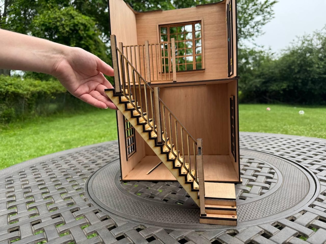 Escalier Miniature En Bois Pour Maison De Poupée 1:12 – DIY, Sans Rampe, 2 Pièces, 31 Cm