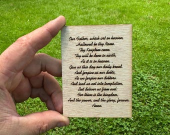 Miniature Lord's Prayer Wall Art | Engraved Christian Decor | Dollhouse Bible Verse