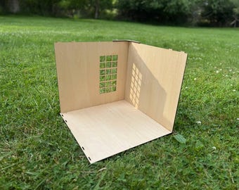 Corner Dollhouse Kit | Panoramic Window Roombox | DIY Miniature Photography Room | 1\6 & 1:12 Scale